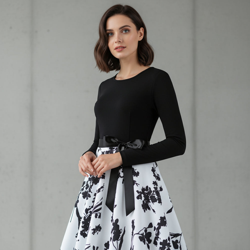 Damen Schwingkleid Langarm | Weihnachten | Elegant