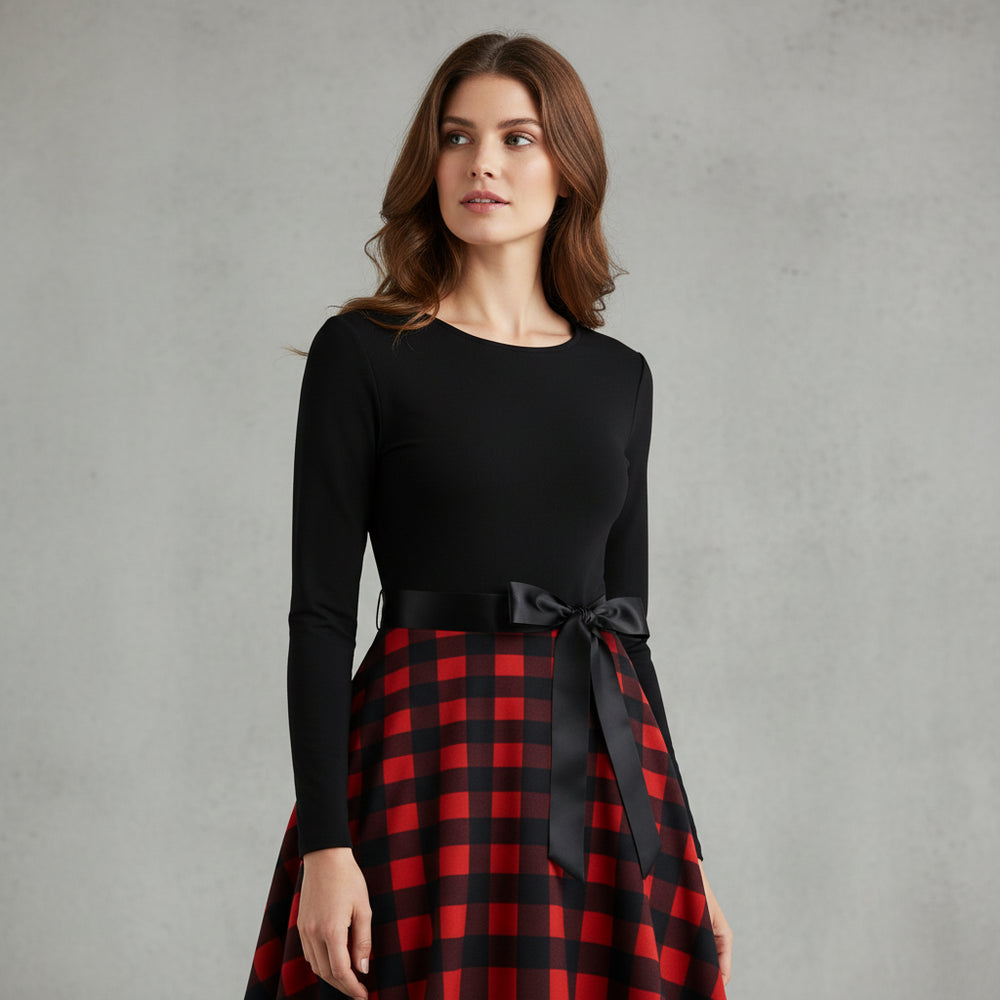 Damen Schwingkleid Langarm | Weihnachten | Elegant