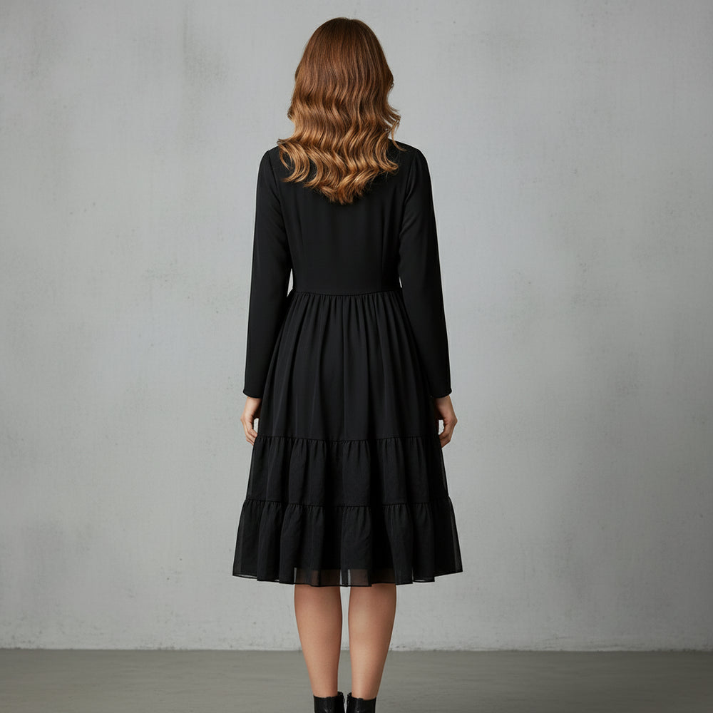 Damen Schwingkleid Langarm | Weihnachten | Elegant