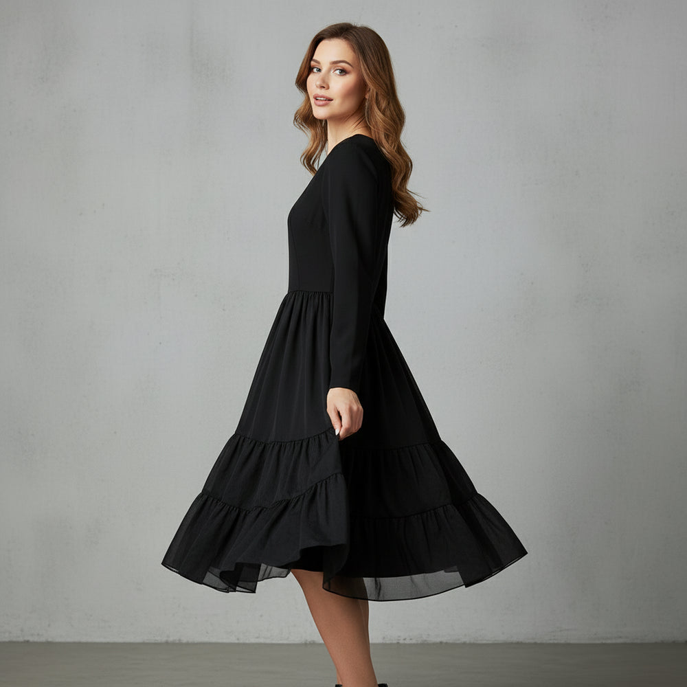 Damen Schwingkleid Langarm | Weihnachten | Elegant