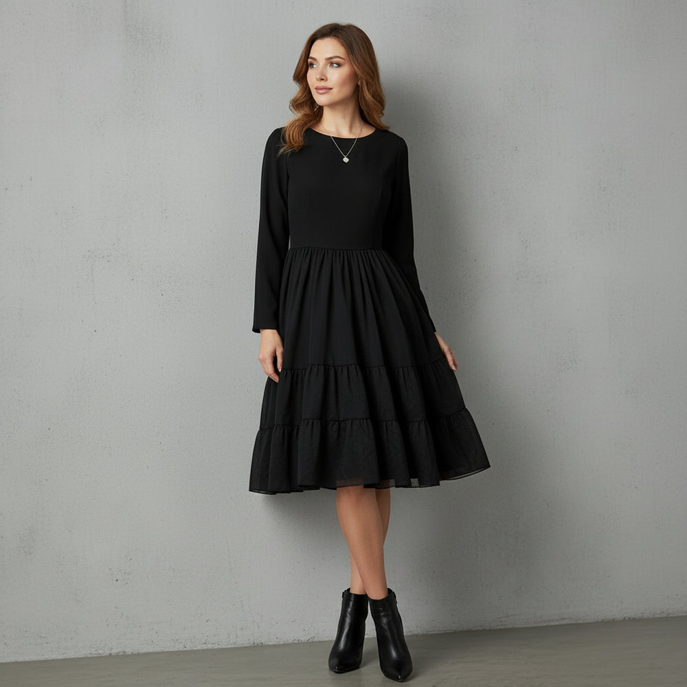 Damen Schwingkleid Langarm | Weihnachten | Elegant