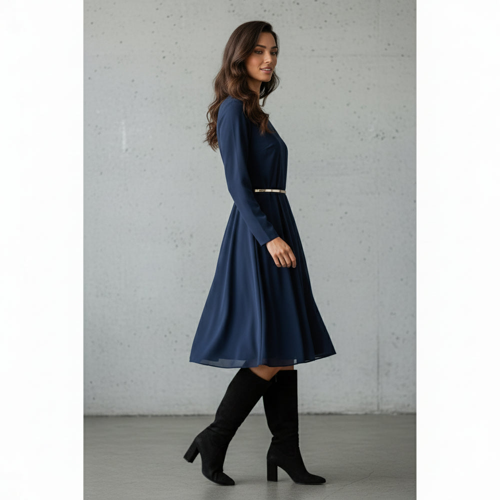 Damen Schwingkleid Langarm | Weihnachten | Elegant