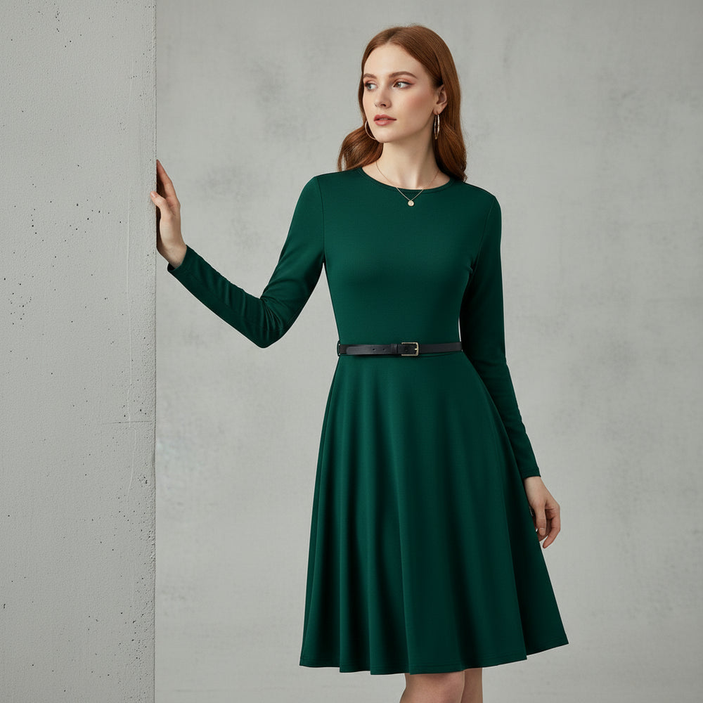 Damen Schwingkleid Langarm | Weihnachten | Elegant