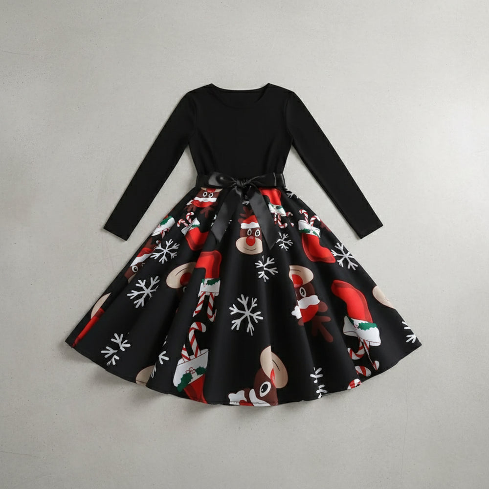 Damen Schwingkleid Langarm | Weihnachten | Elegant