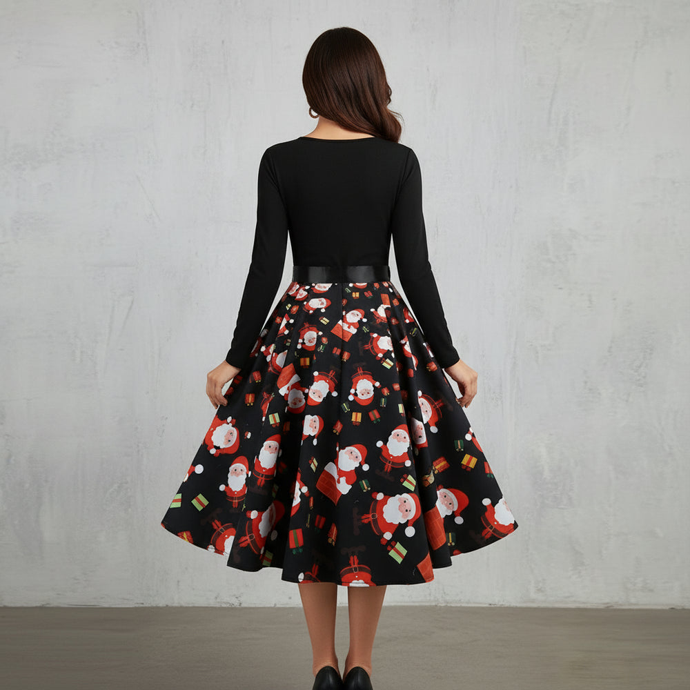 Damen Schwingkleid Langarm | Weihnachten | Elegant