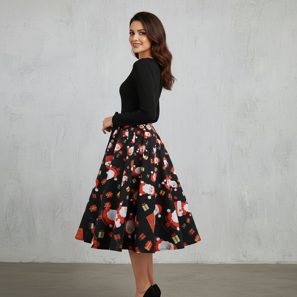 Damen Schwingkleid Langarm | Weihnachten | Elegant