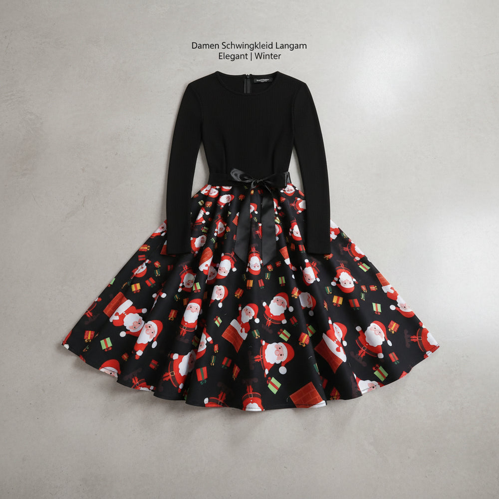 Damen Schwingkleid Langarm | Weihnachten | Elegant