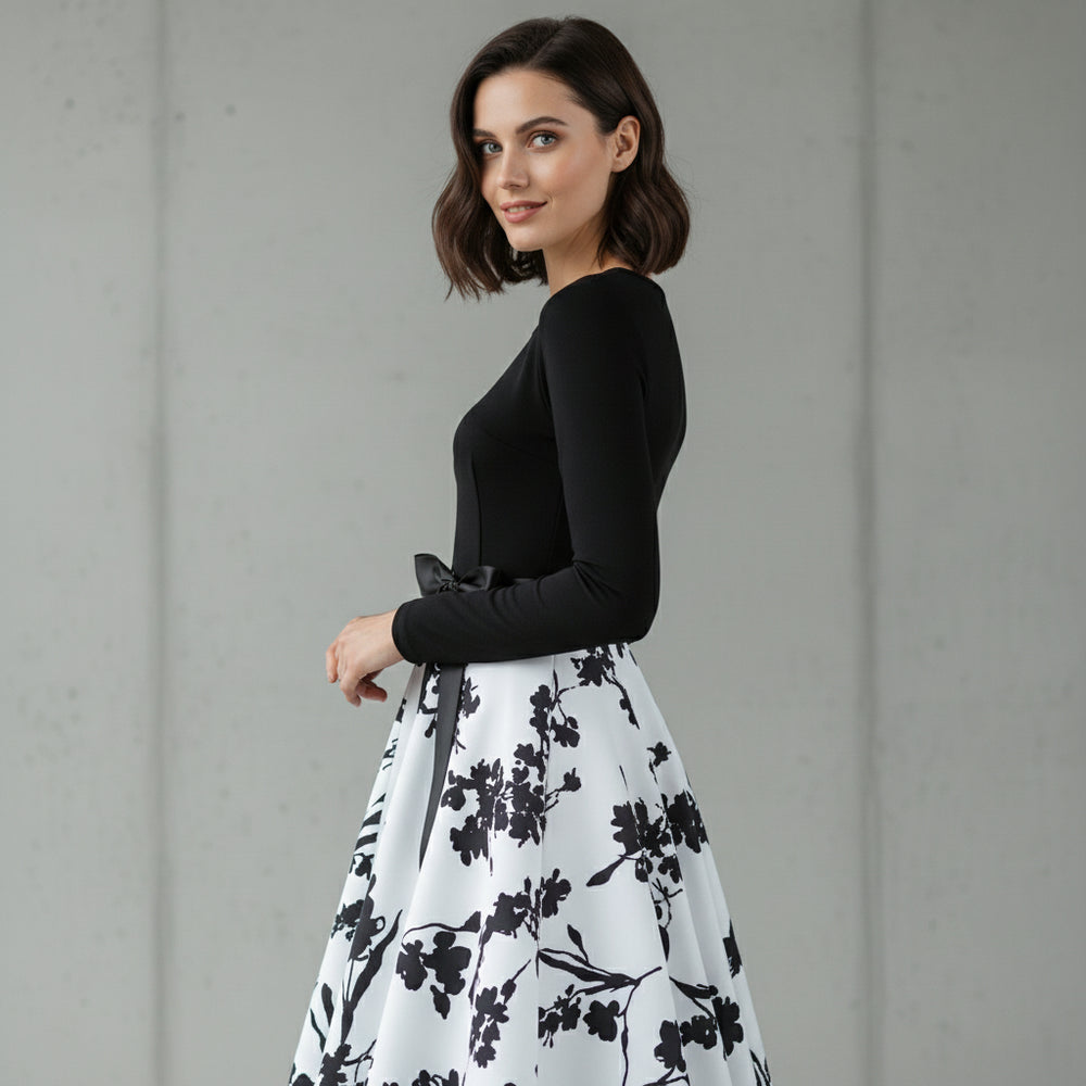 Damen Schwingkleid Langarm | Weihnachten | Elegant