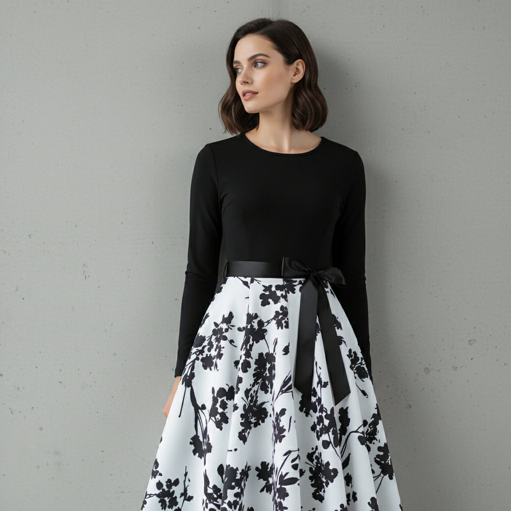 Damen Schwingkleid Langarm | Weihnachten | Elegant