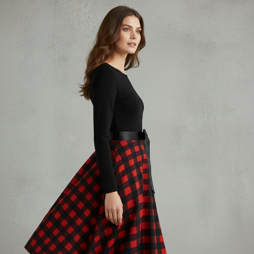 Damen Schwingkleid Langarm | Weihnachten | Elegant