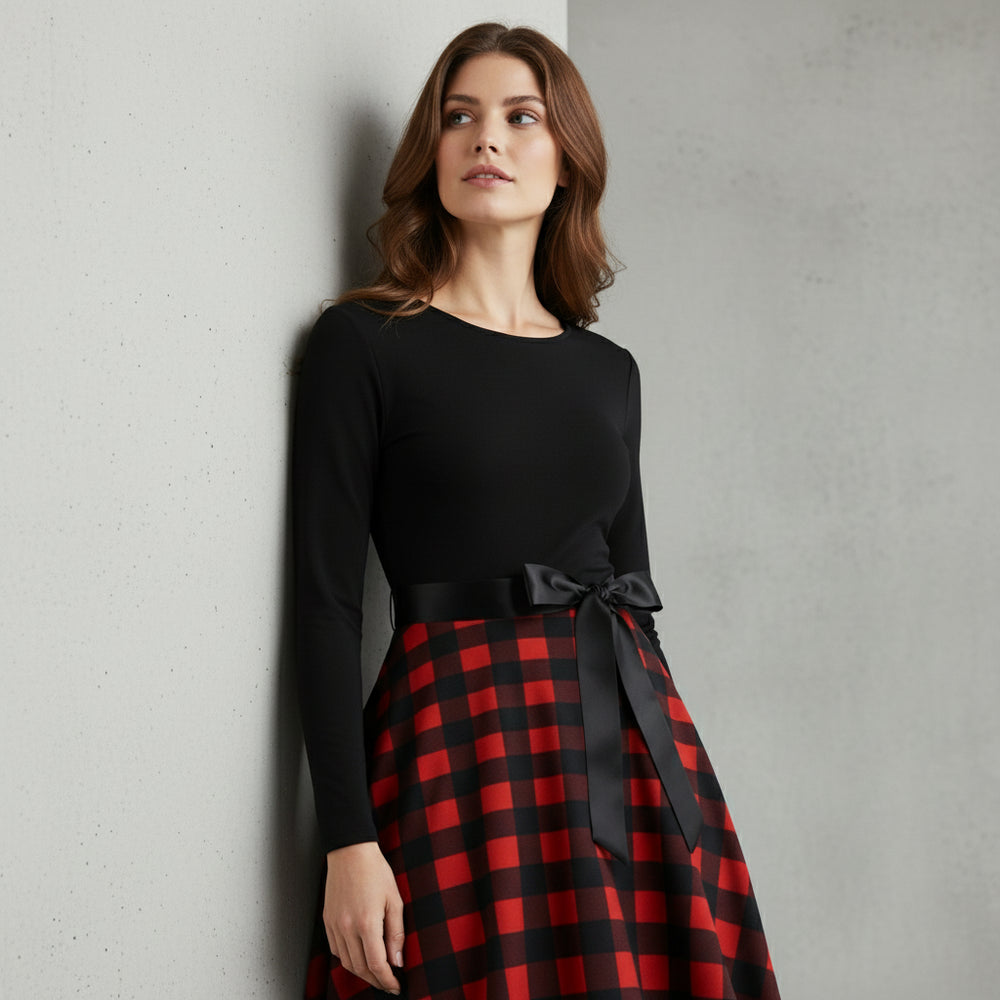 Damen Schwingkleid Langarm | Weihnachten | Elegant