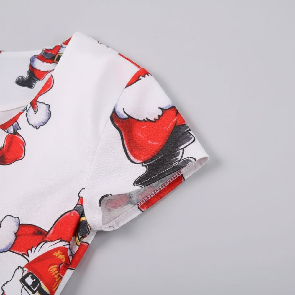 Bedrucktes Damenkleid | Weihnachten | V-Ausschnitt