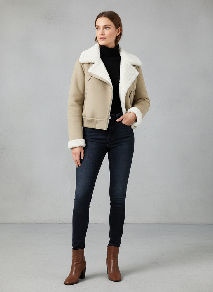 Warmer Damen Lammfellimitat Mantel | Winter