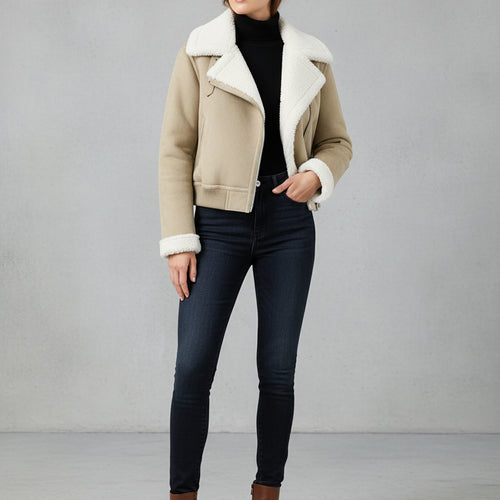 Warmer Damen Lammfellimitat Mantel | Winter