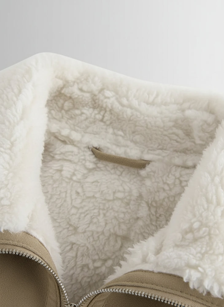 Warmer Damen Lammfellimitat Mantel | Winter