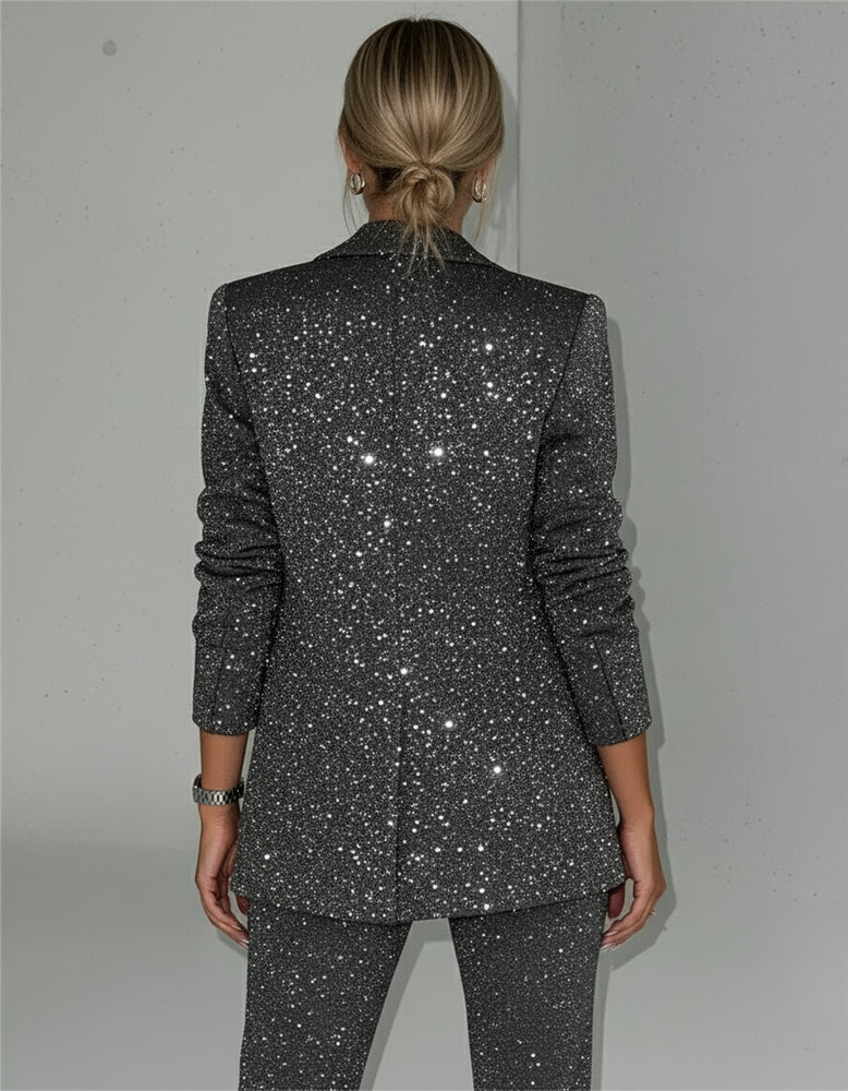 Silvester Outfit Damen | Pailletten Dreiteiler | Glitzer Set | Festlicher Look für Neujahr