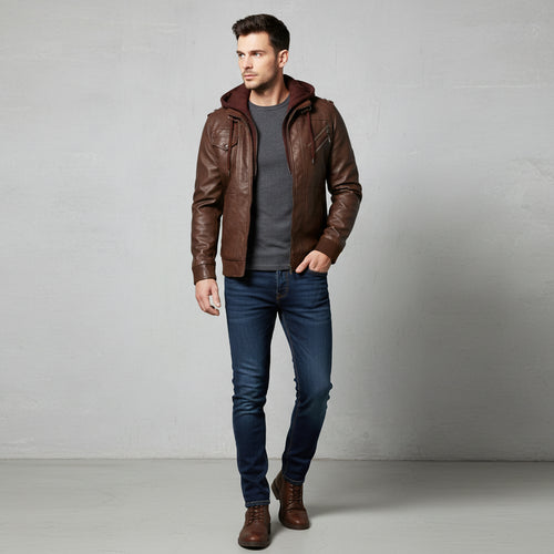 Herren Biker Lederjacke | Winter Warm