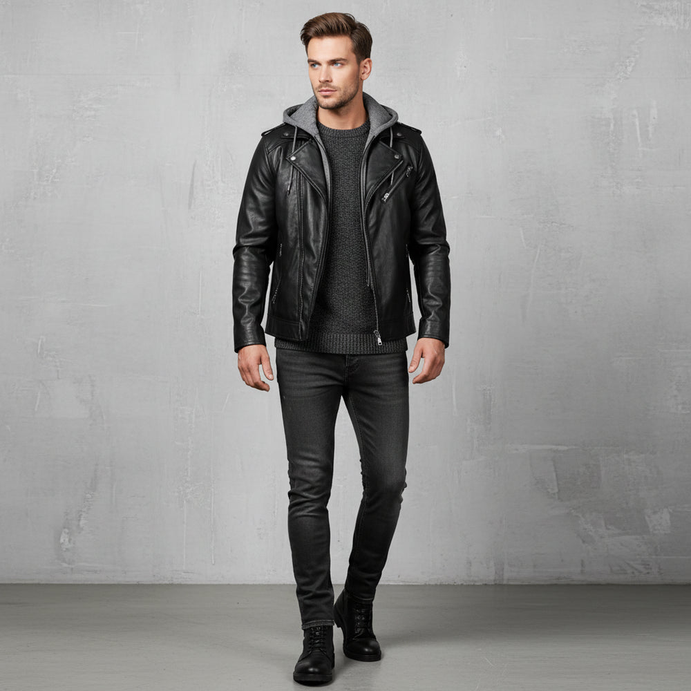 Herren Biker Lederjacke | Winter Warm