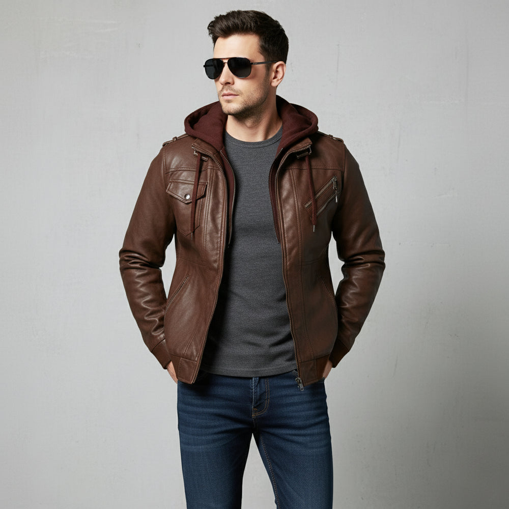 Herren Biker Lederjacke | Winter Warm