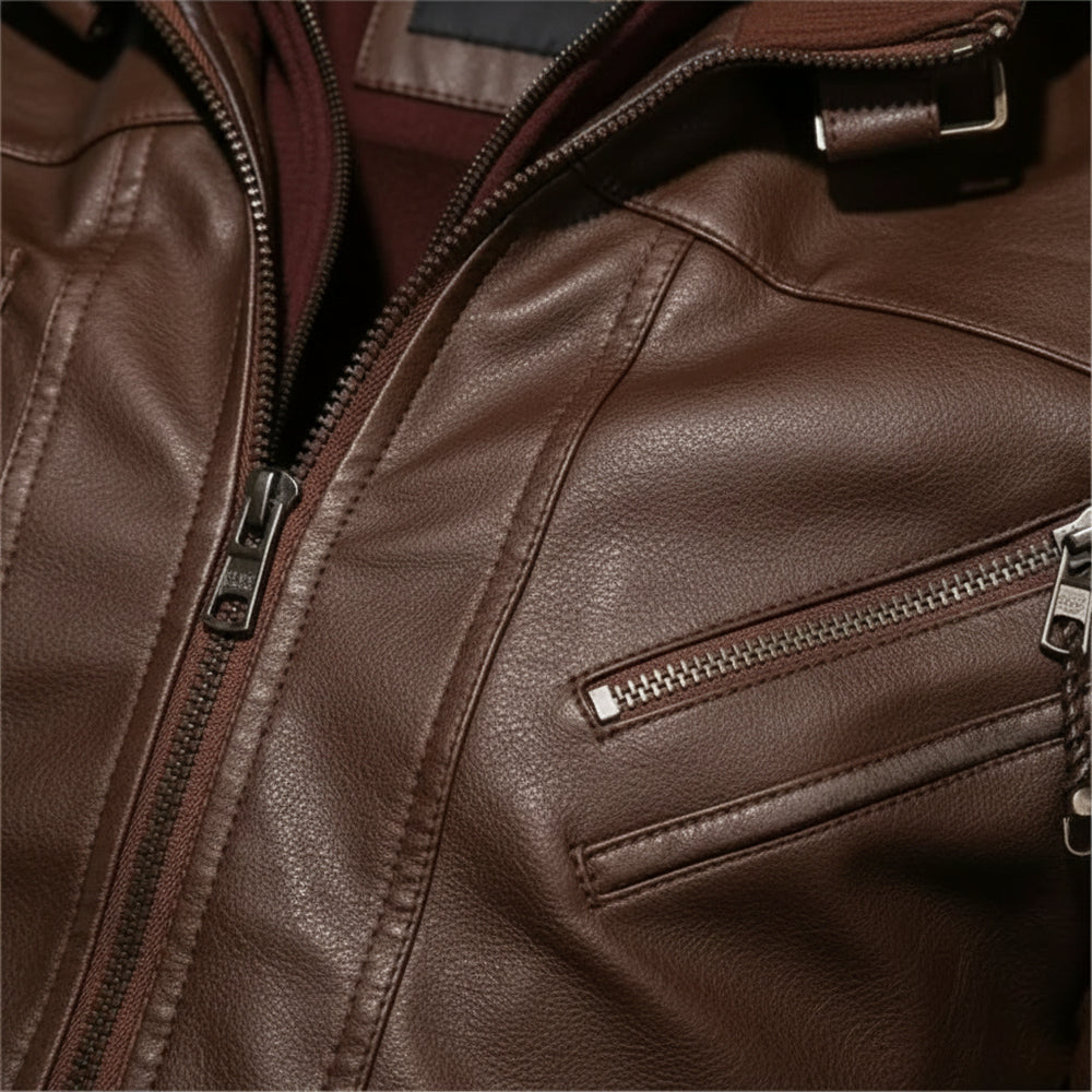 Herren Biker Lederjacke | Winter Warm