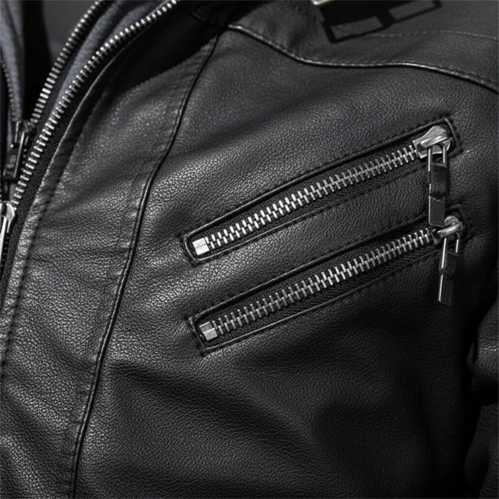 Herren Biker Lederjacke | Winter Warm