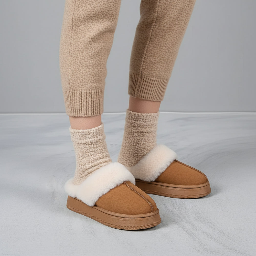 Kuschelige Damen Plateau Hausschuhe | Winter