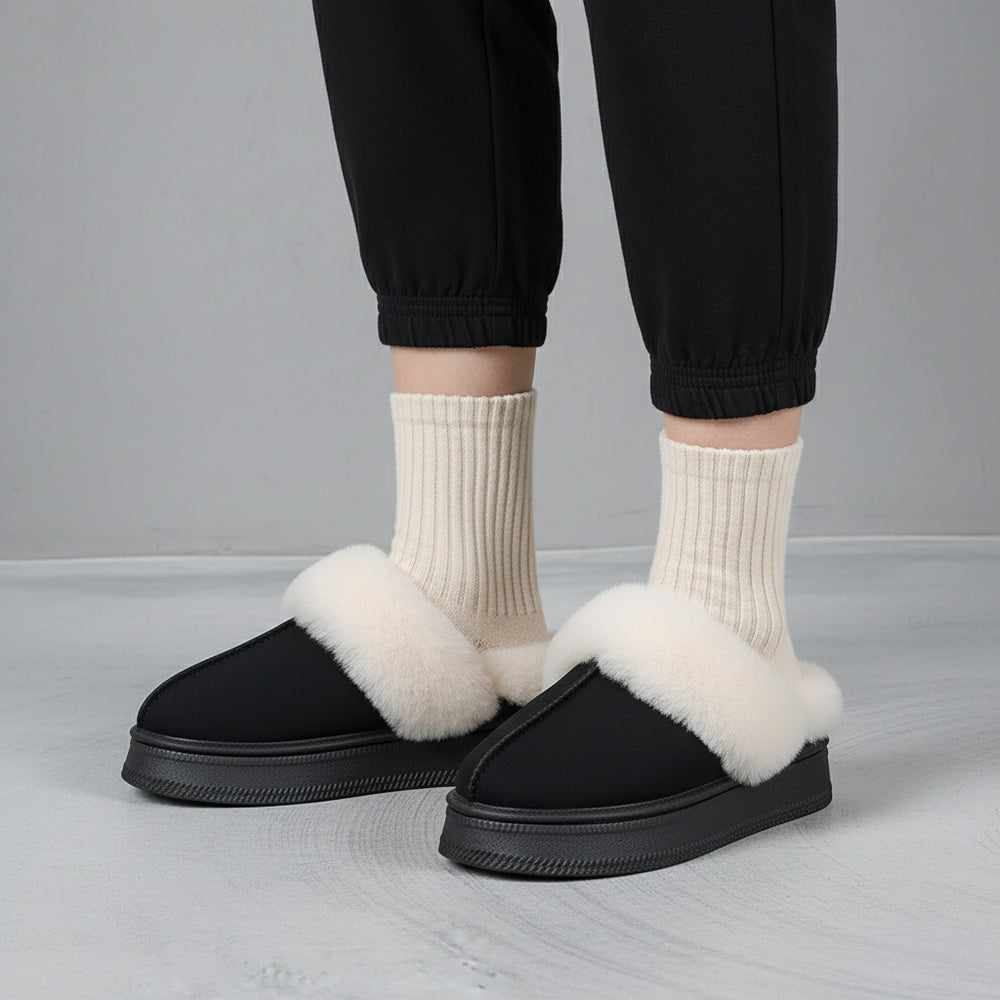Kuschelige Damen Plateau Hausschuhe | Winter
