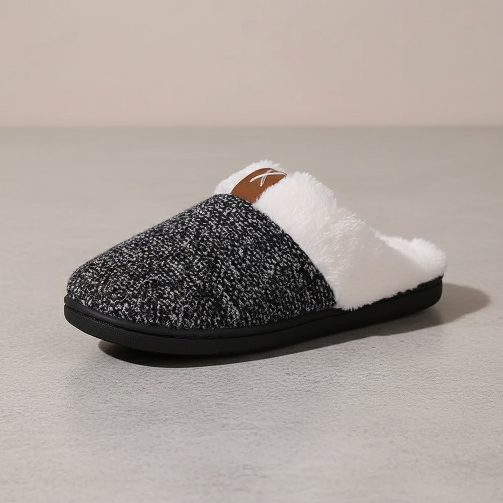 Warme Damen Hausschuhe mit Kunstfell | Winter