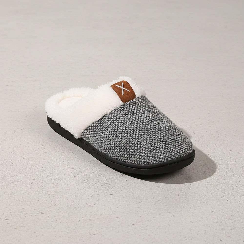 Warme Damen Hausschuhe mit Kunstfell | Winter