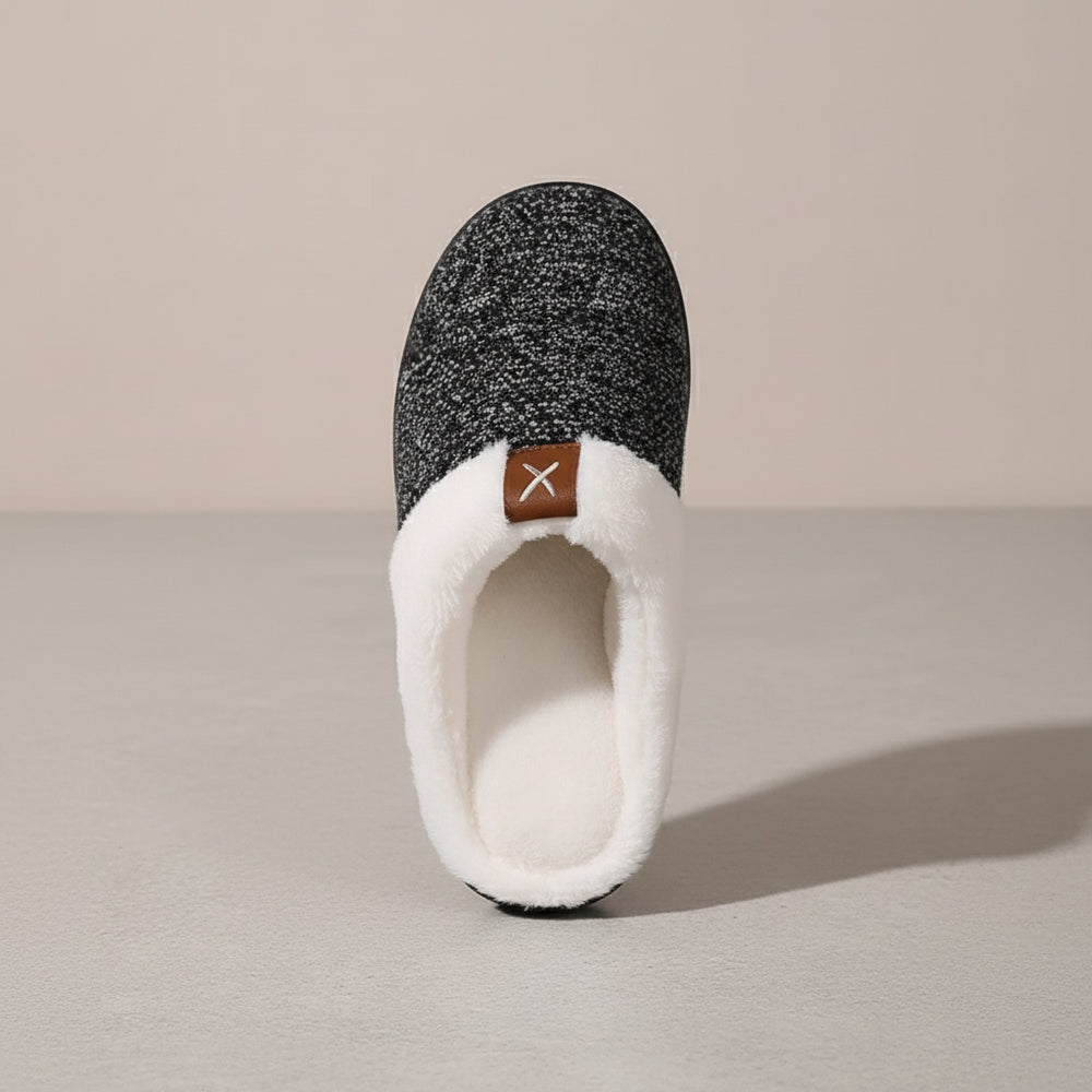 Warme Damen Hausschuhe mit Kunstfell | Winter