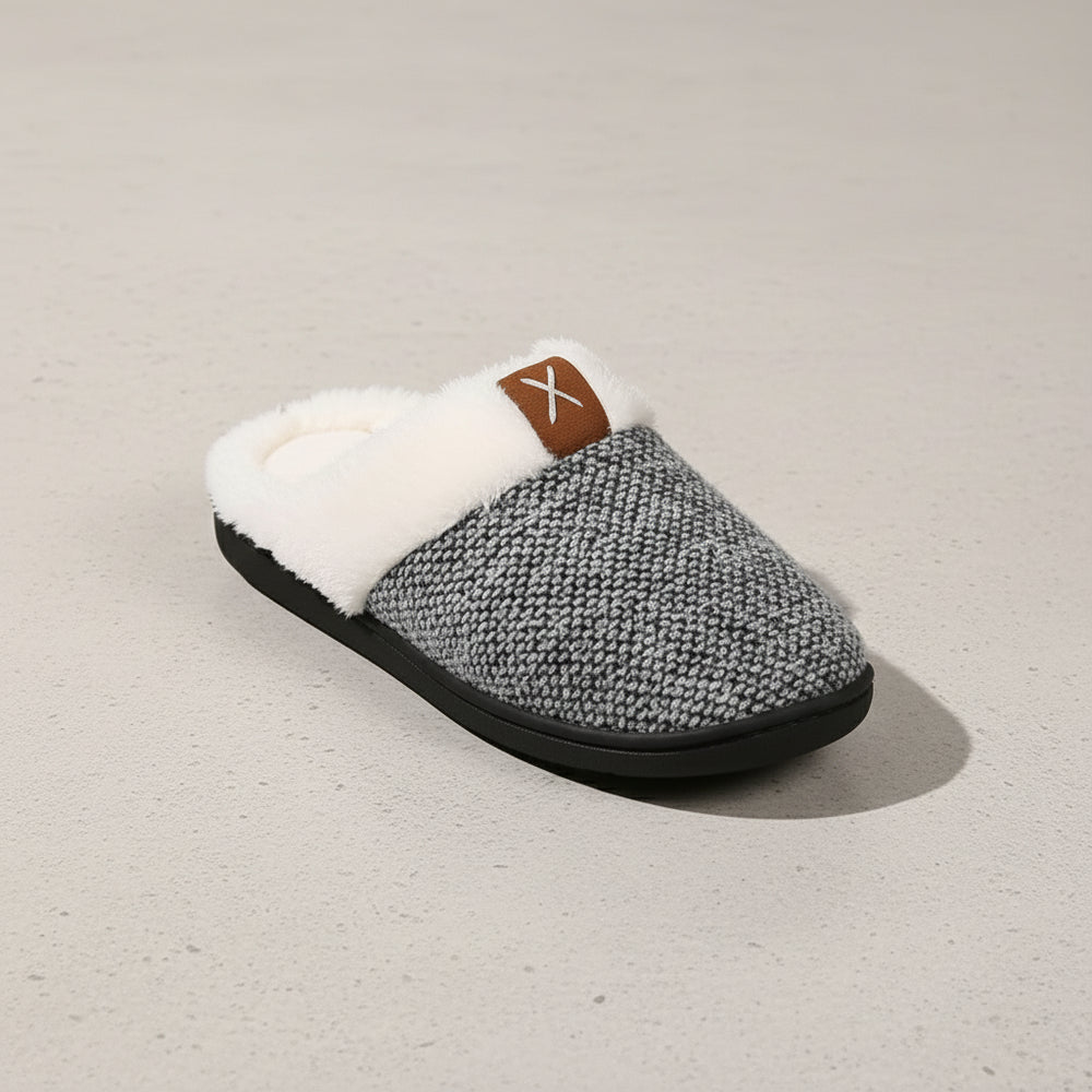 Warme Damen Hausschuhe mit Kunstfell | Winter