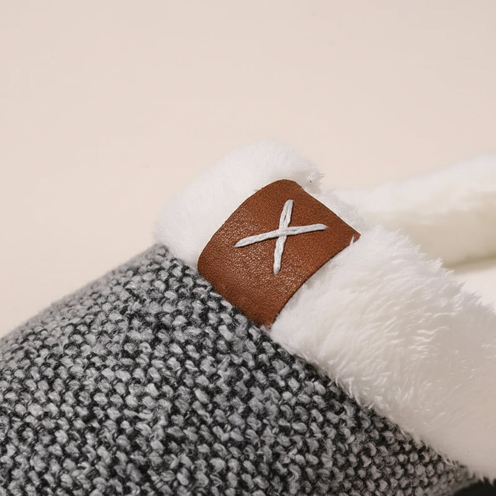 Warme Damen Hausschuhe mit Kunstfell | Winter