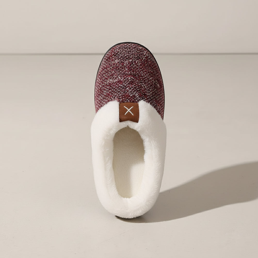 Warme Damen Hausschuhe mit Kunstfell | Winter