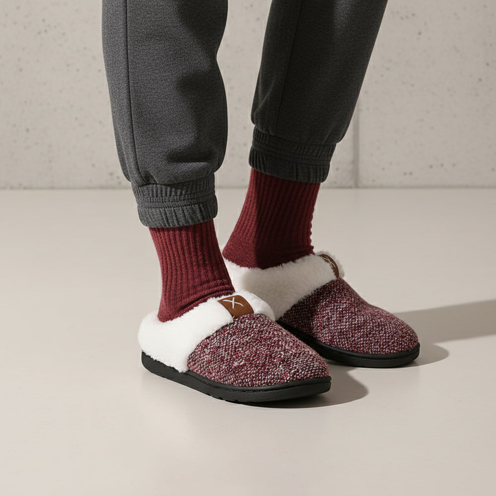 Warme Damen Hausschuhe mit Kunstfell | Winter