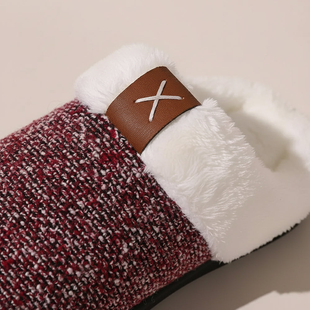 Warme Damen Hausschuhe mit Kunstfell | Winter