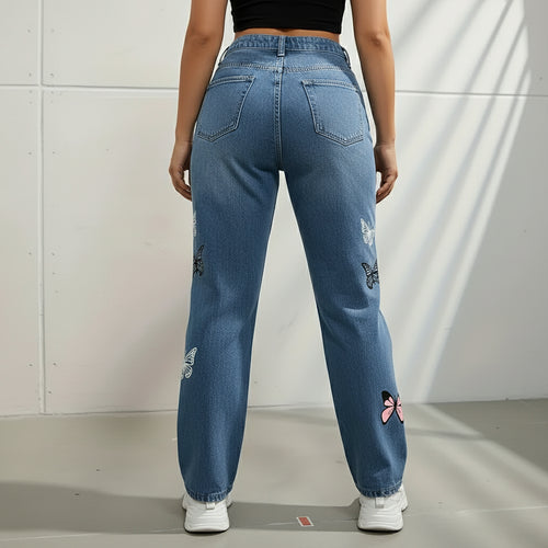 Damen High Waist Jeans | Straight Fit | Destroyed
