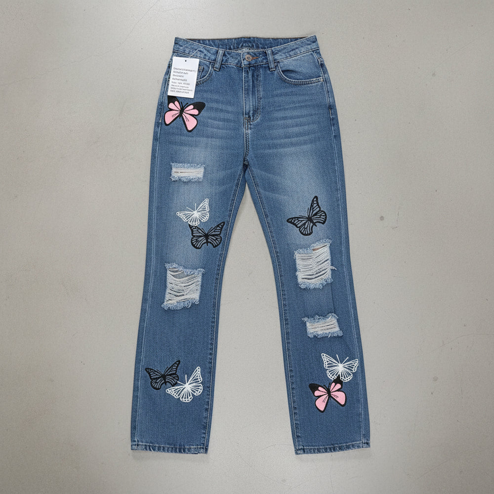 Damen High Waist Jeans | Straight Fit | Destroyed