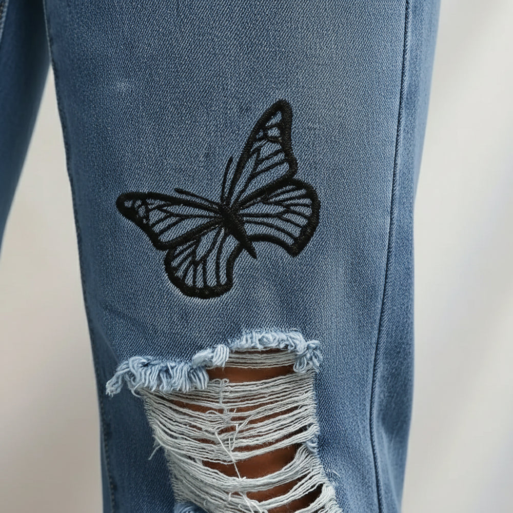 Damen High Waist Jeans | Straight Fit | Destroyed