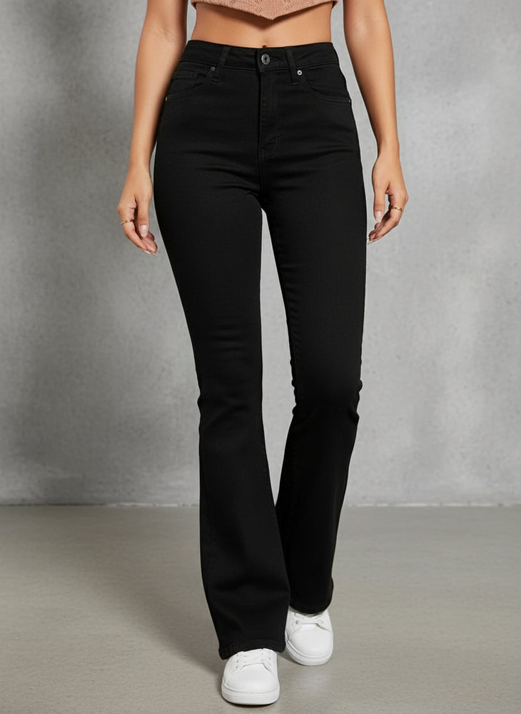 Damen High Waist Schlagjeans | Stretch