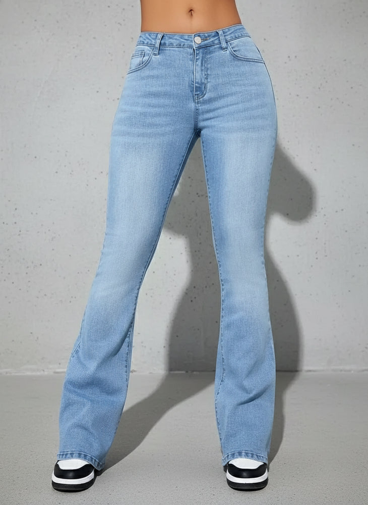 Damen High Waist Schlagjeans | Stretch