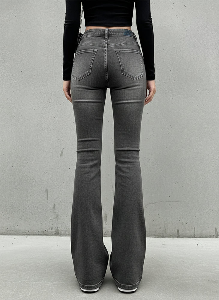 Damen High Waist Schlagjeans | Stretch