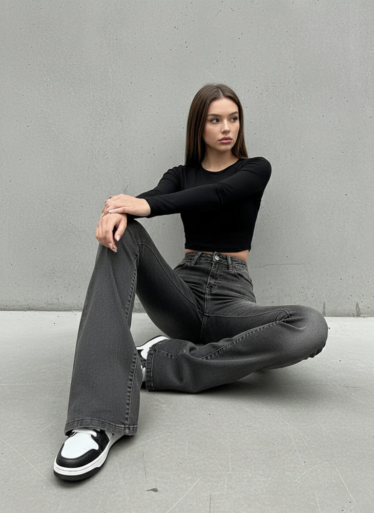 Damen High Waist Schlagjeans | Stretch