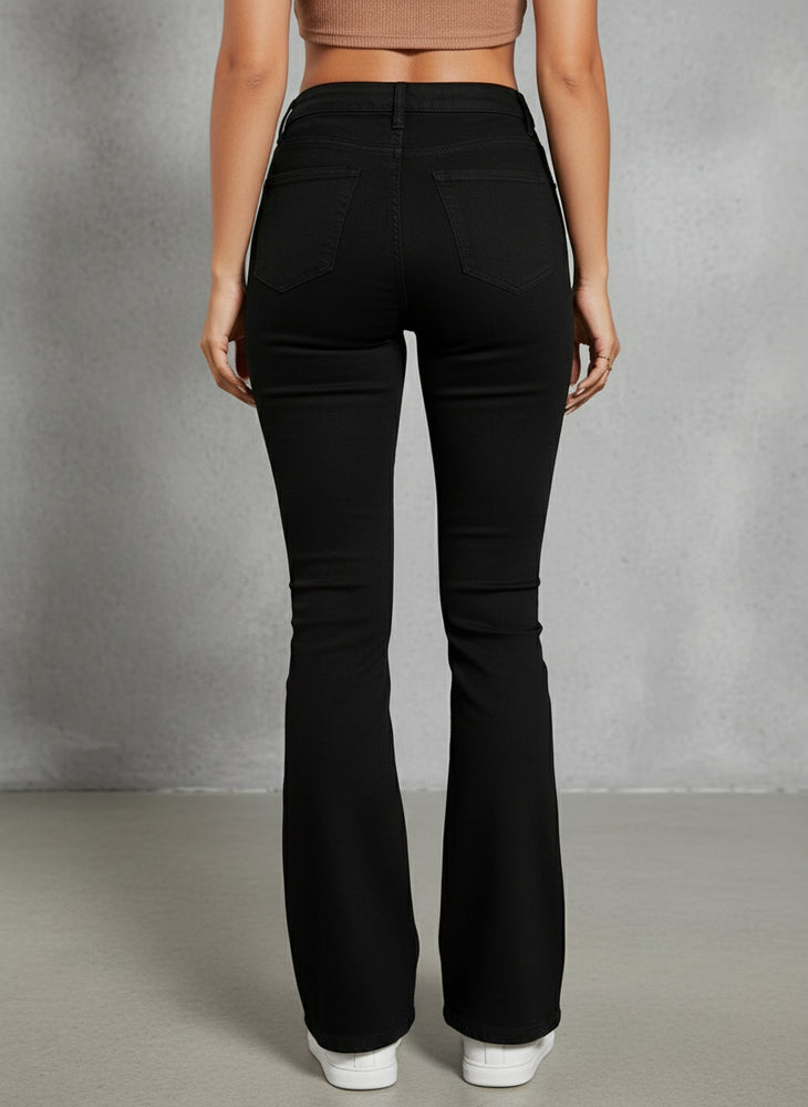 Damen High Waist Schlagjeans | Stretch