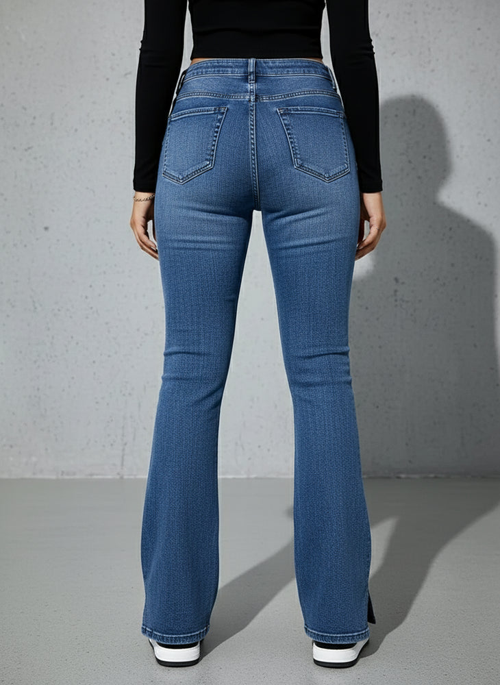 Damen High Waist Schlagjeans | Stretch