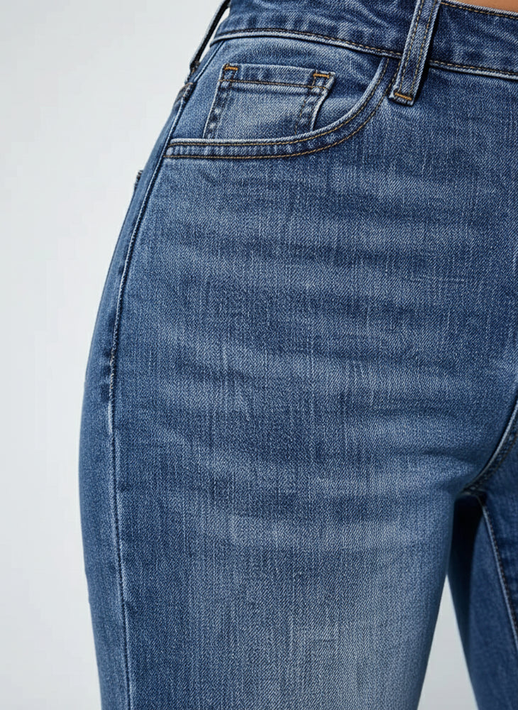 Damen High Waist Schlagjeans | Stretch