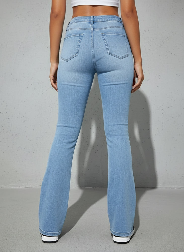 Damen High Waist Schlagjeans | Stretch