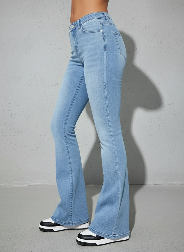 Damen High Waist Schlagjeans | Stretch