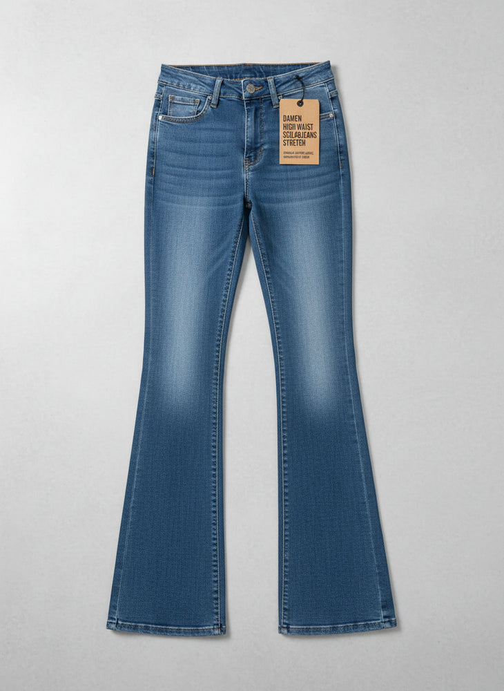 Damen High Waist Schlagjeans | Stretch