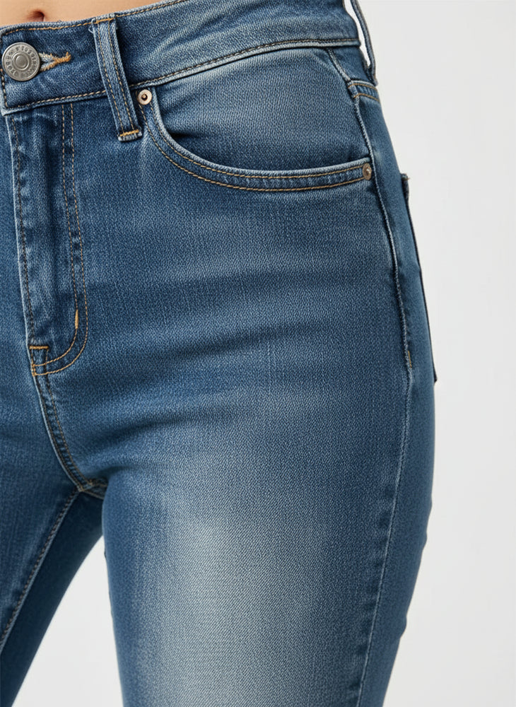 Damen High Waist Schlagjeans | Stretch