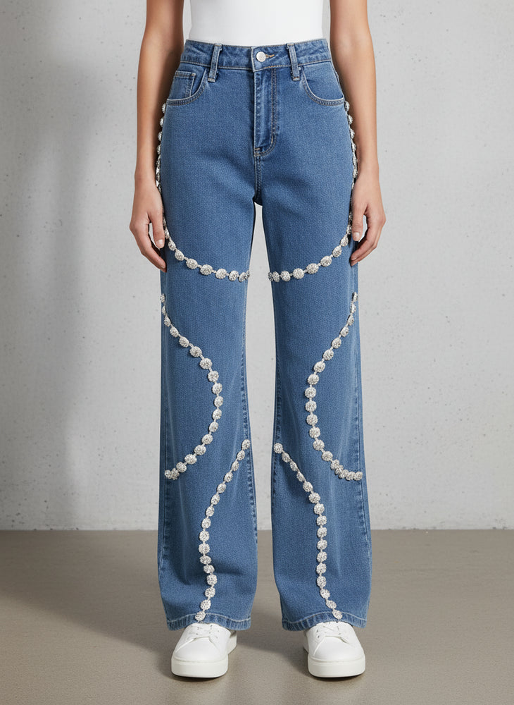 Modische Damen Jeans High Waist | Patchwork